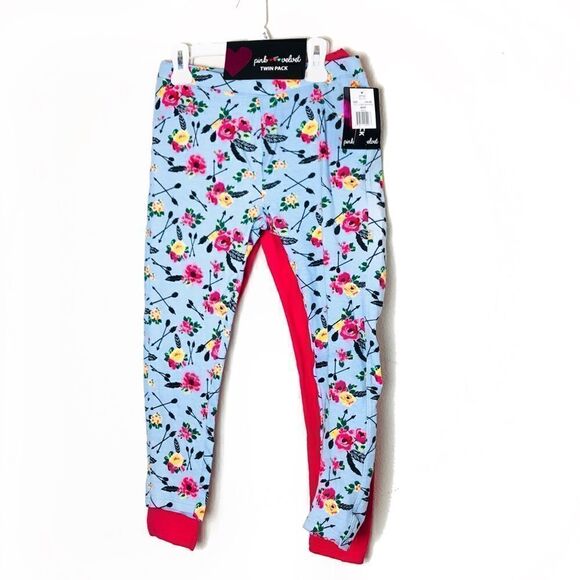 NWT Set of 2 Pink Velvet Girls Leggings 10 - Picture 1 of 6